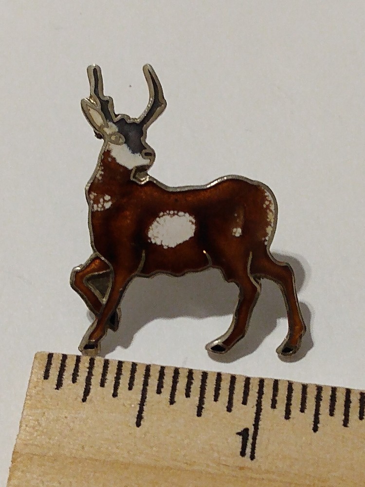 Deer Figure Brown White Lapel Pin