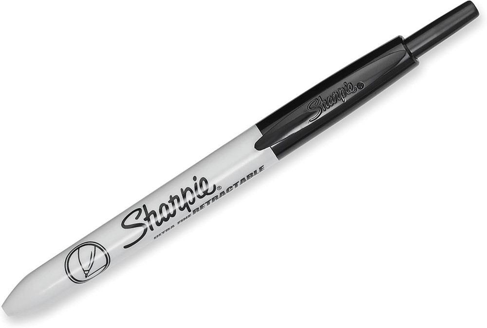 Retractable Permanent Markers, Ultra Fine Point, Black, 2 Count