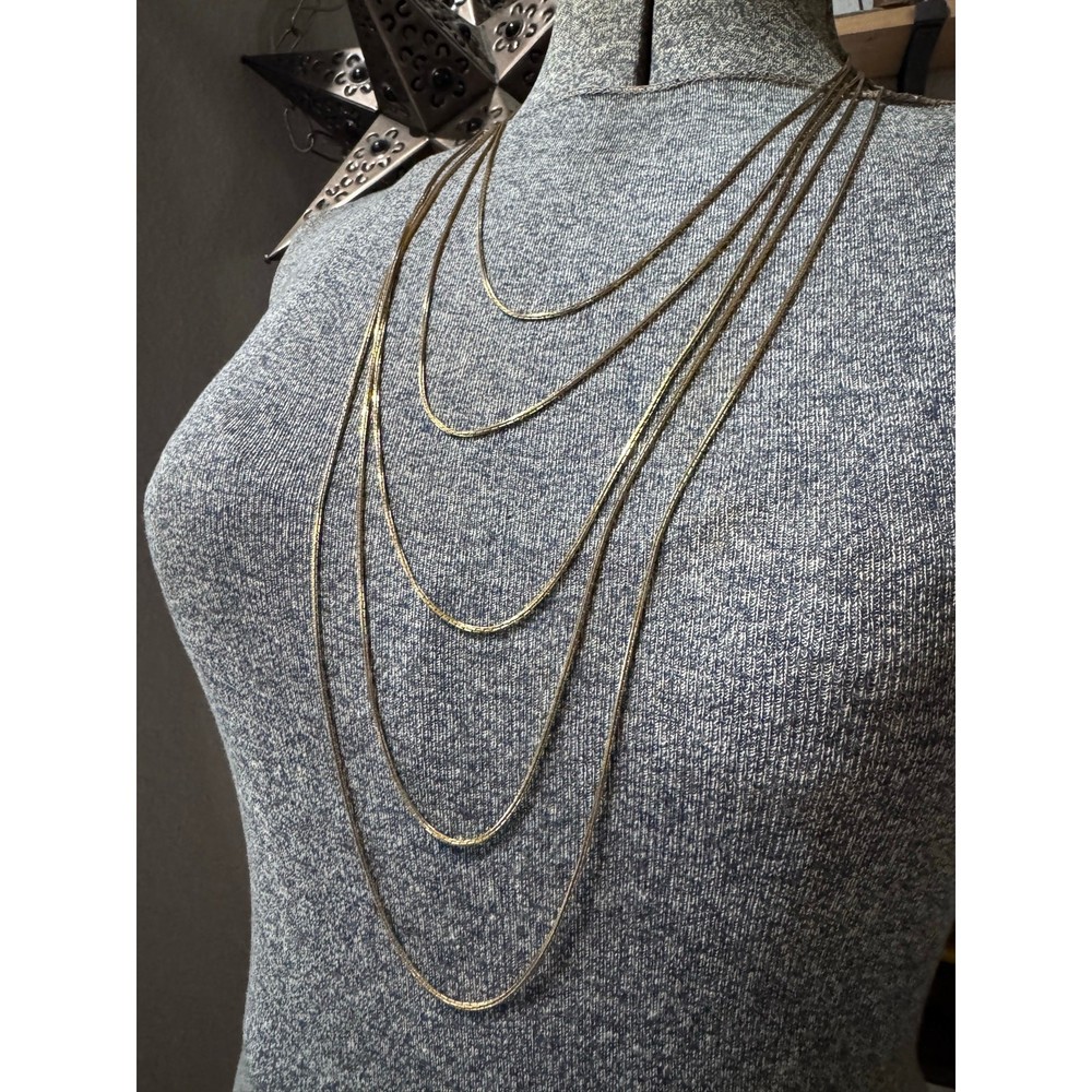 Gold Tone Multi-Layer Chain Necklace – Minimalist Layered Draped Chains
