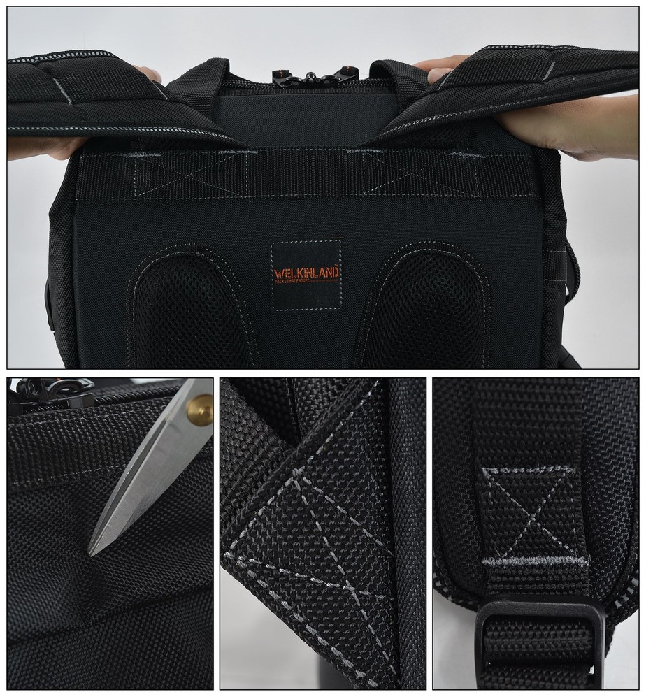 WELKINLAND 55-Pockets Tool backpack, Tool bag backpack, Backpack tool bag, To...