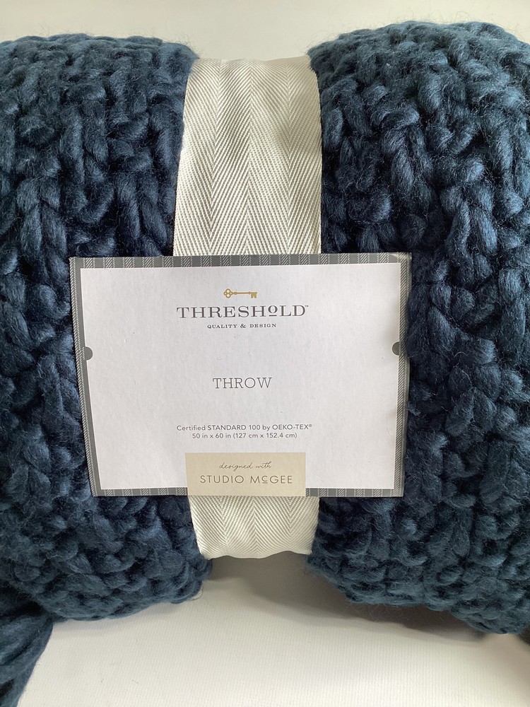 Threshold Navy Knit Throw Blanket 50x60