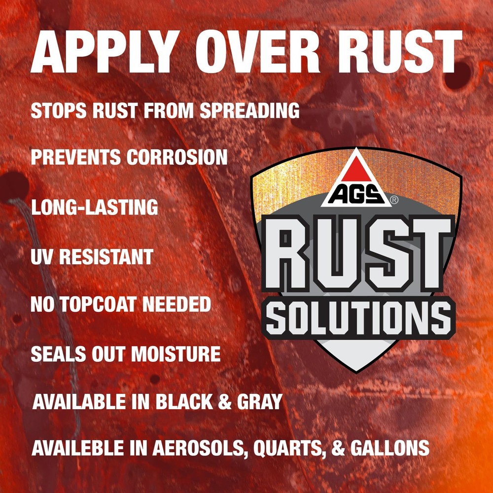 AGS RUST SOLUTIONS Rust Spray Paint, 14oz, Durable Matte 14 oz, Black