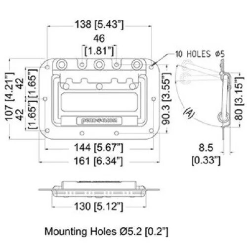Penn ELCOM Medium Rivet Protected Recessed Flight Case Handle