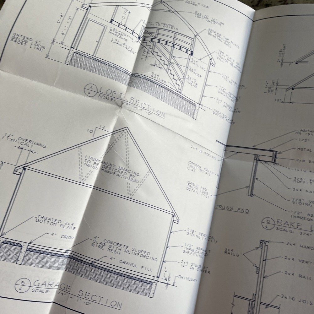 1995 2 Car Storage Garage Blueprint Pkg Complete Instructions Material List Plan