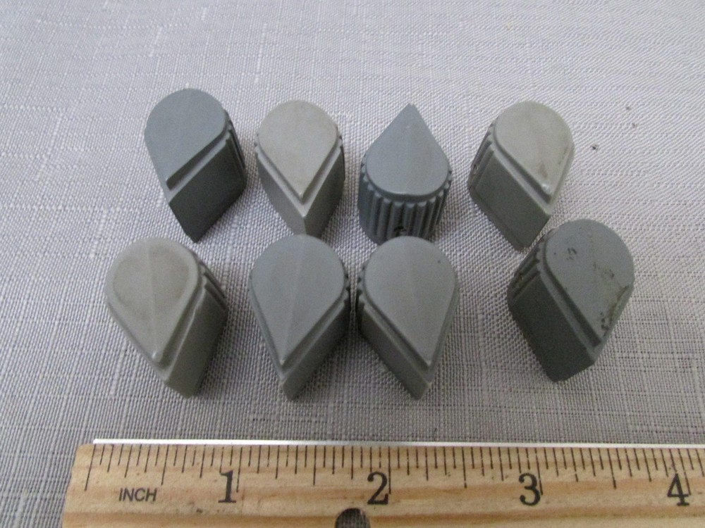 (8) Raytheon Pointer-Shaped Potentiometer Knobs Navy Grey Gray