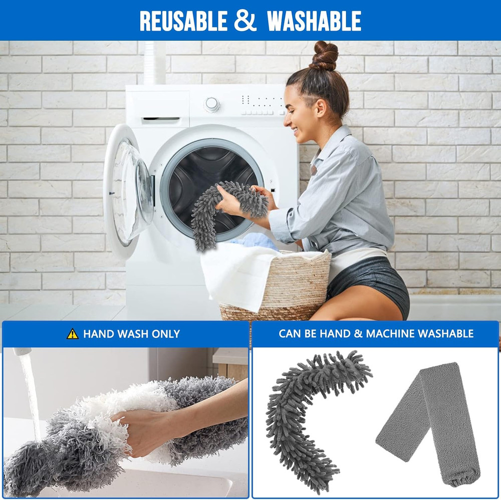 Microfiber Feather Duster Kit with Extension Pole (30–100") – Bendable Washable