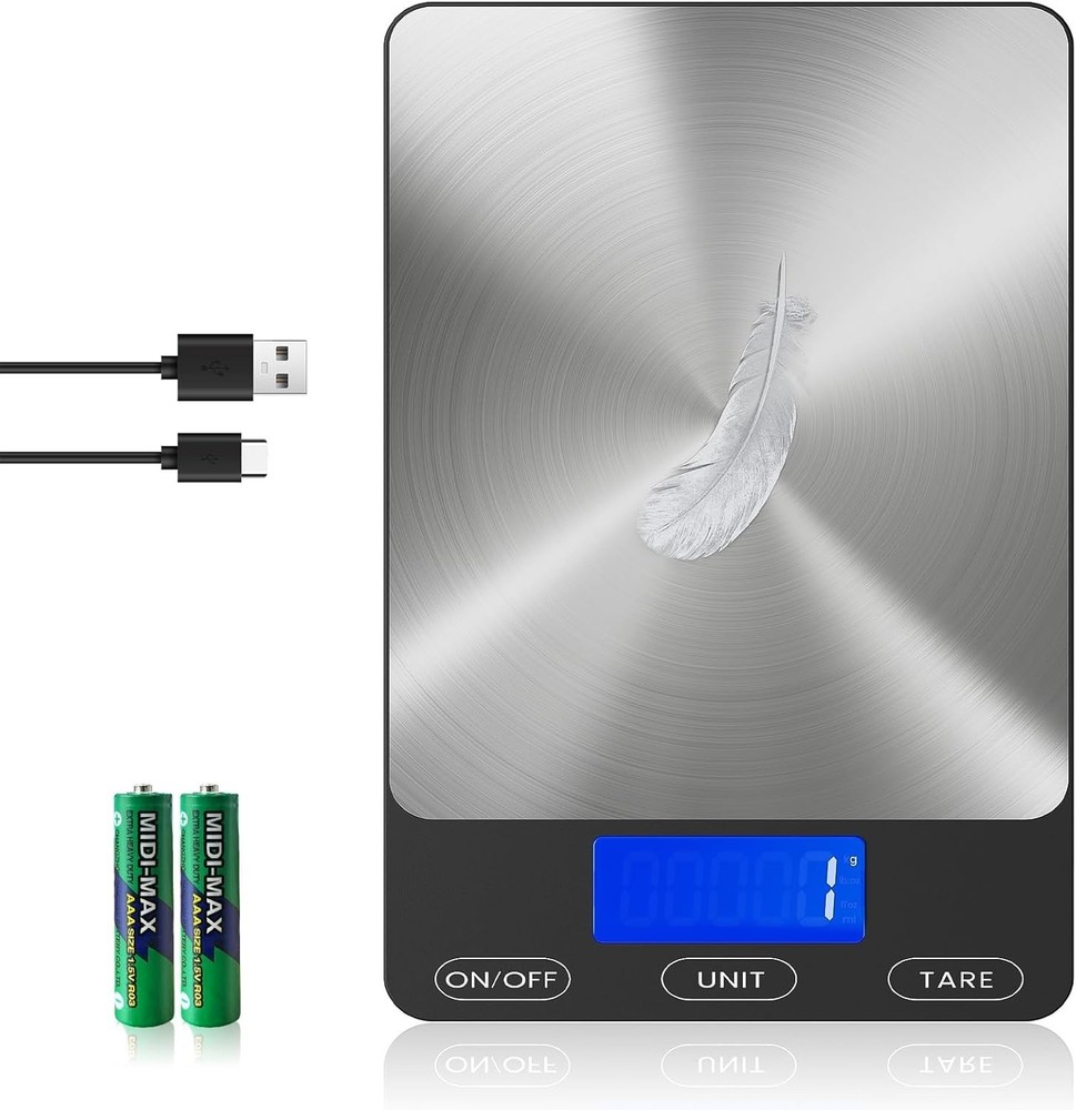 Rechargeable Food Scale - 33lb Digital Kitchen Scale, Black