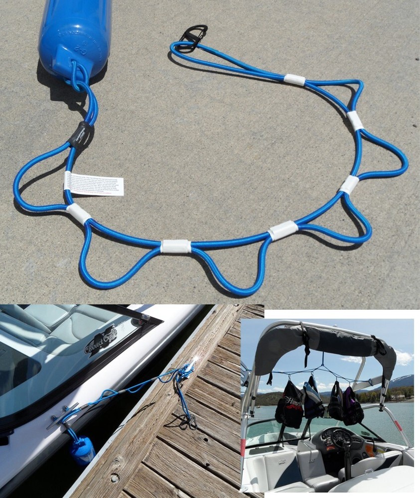 Tie Down For Boats!  (2) pc- 5' long- Bungee Cord System with "loop" every 6"