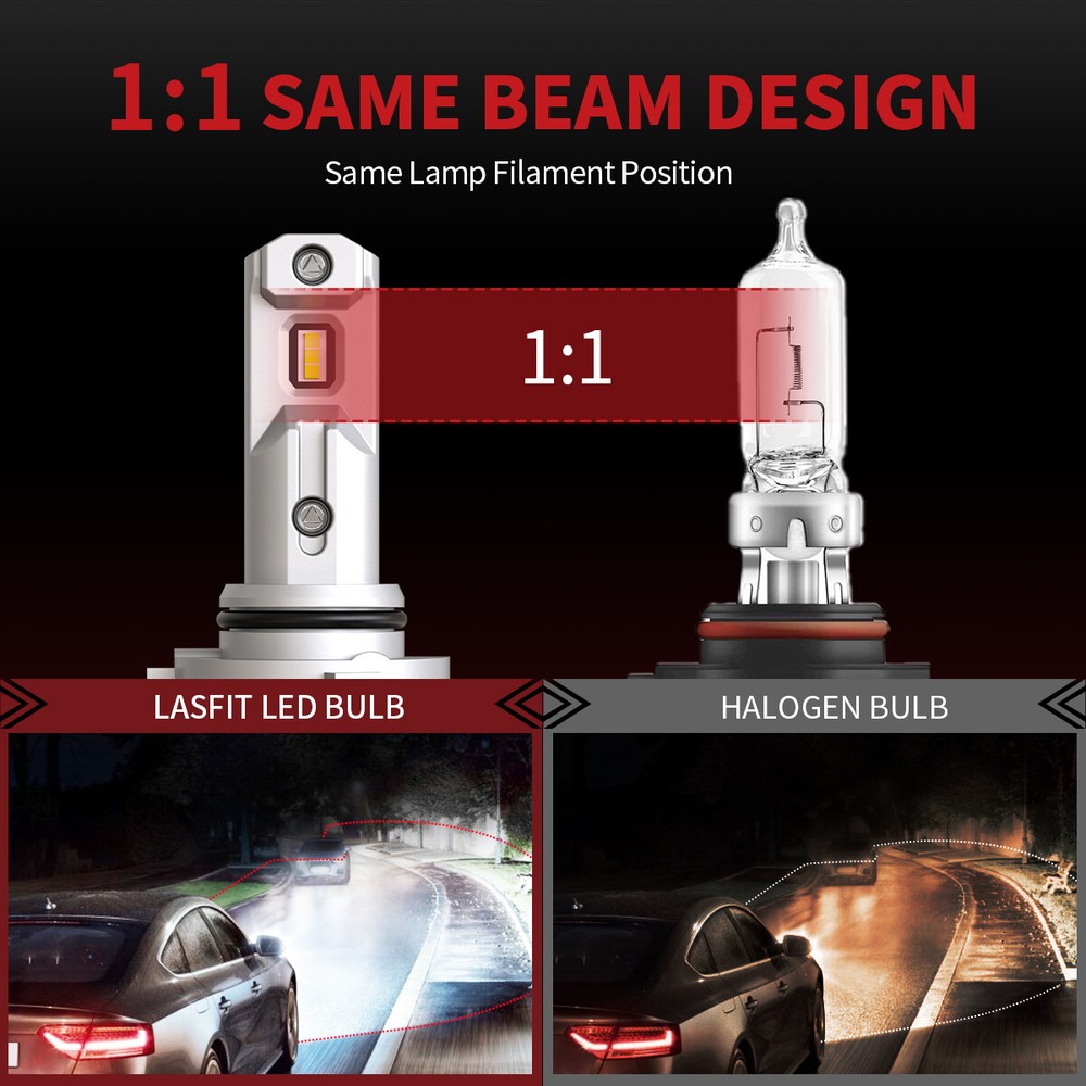 LASFIT 9005 LED Headlight Bulb Conversion Kit High Beam White Super Bright 6000K