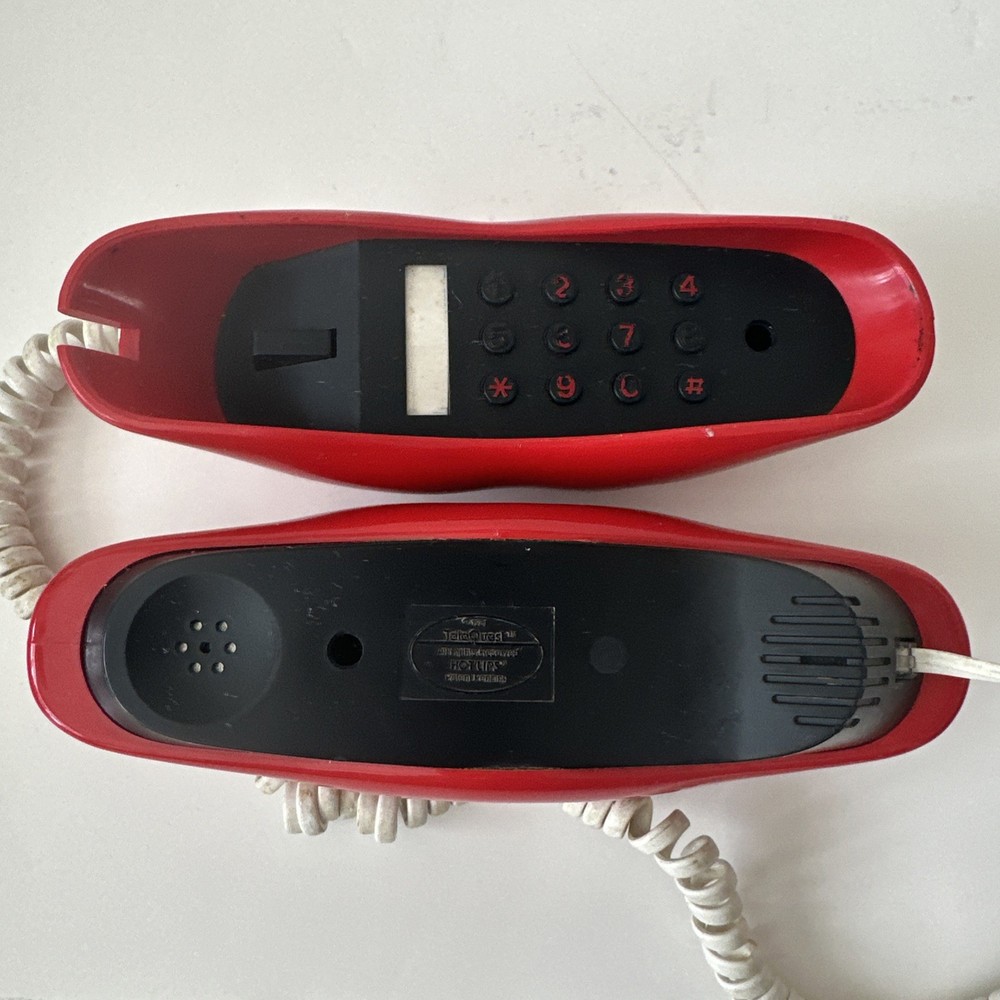 TeleQuest Red 1984 Hot Lips Push Button Phone Landline Untested