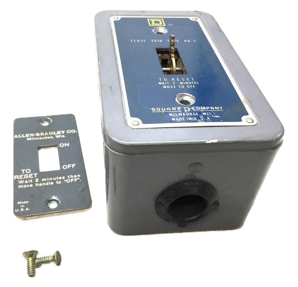 SquareD/AB 115-230V 2-Pole Starter Enclosure 2510AG2 (Missing Switch) USED