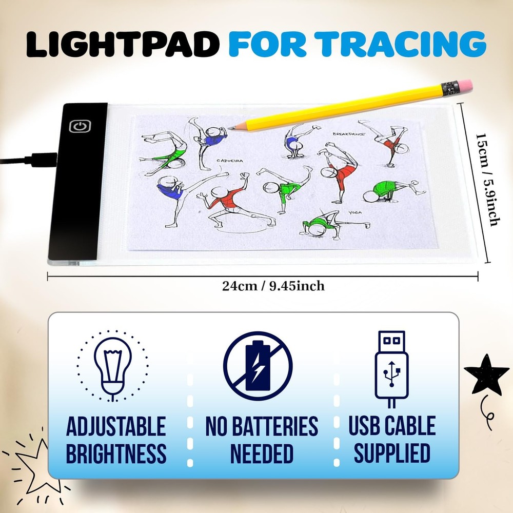 Flip Book Kit with LED Light Pad. Includes 240 Sheets Paper White