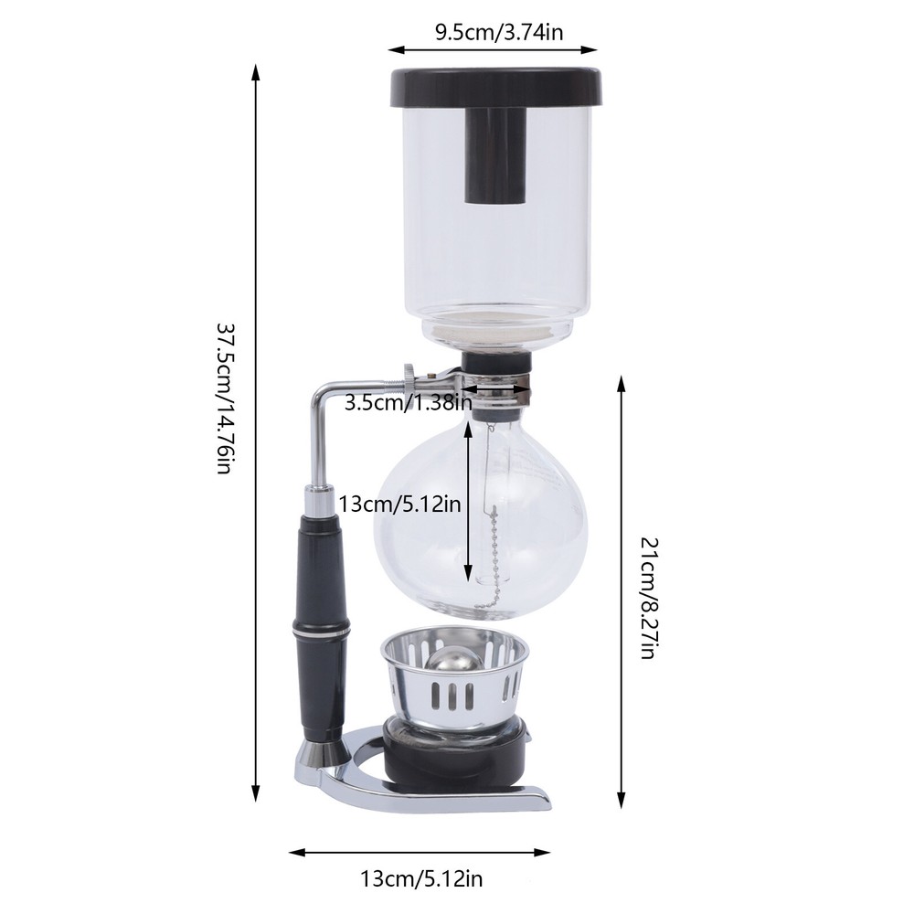 Coffee Syphon Tabletop Siphon Coffee Maker 5-Cup Syphon Coffee Brewer Machine