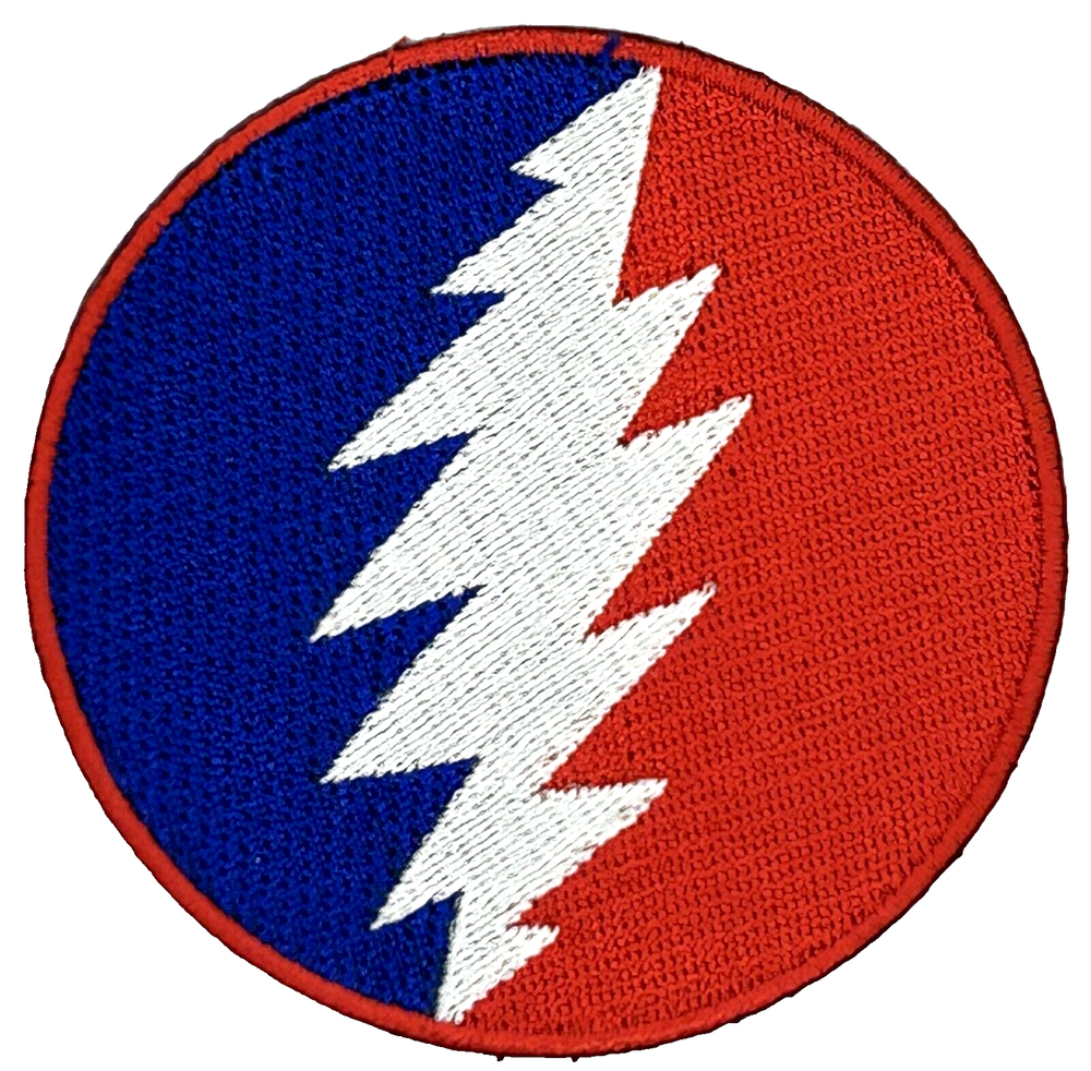 Grateful Dead R.W.B. Lightning Bolt Embroidered Iron on Patch