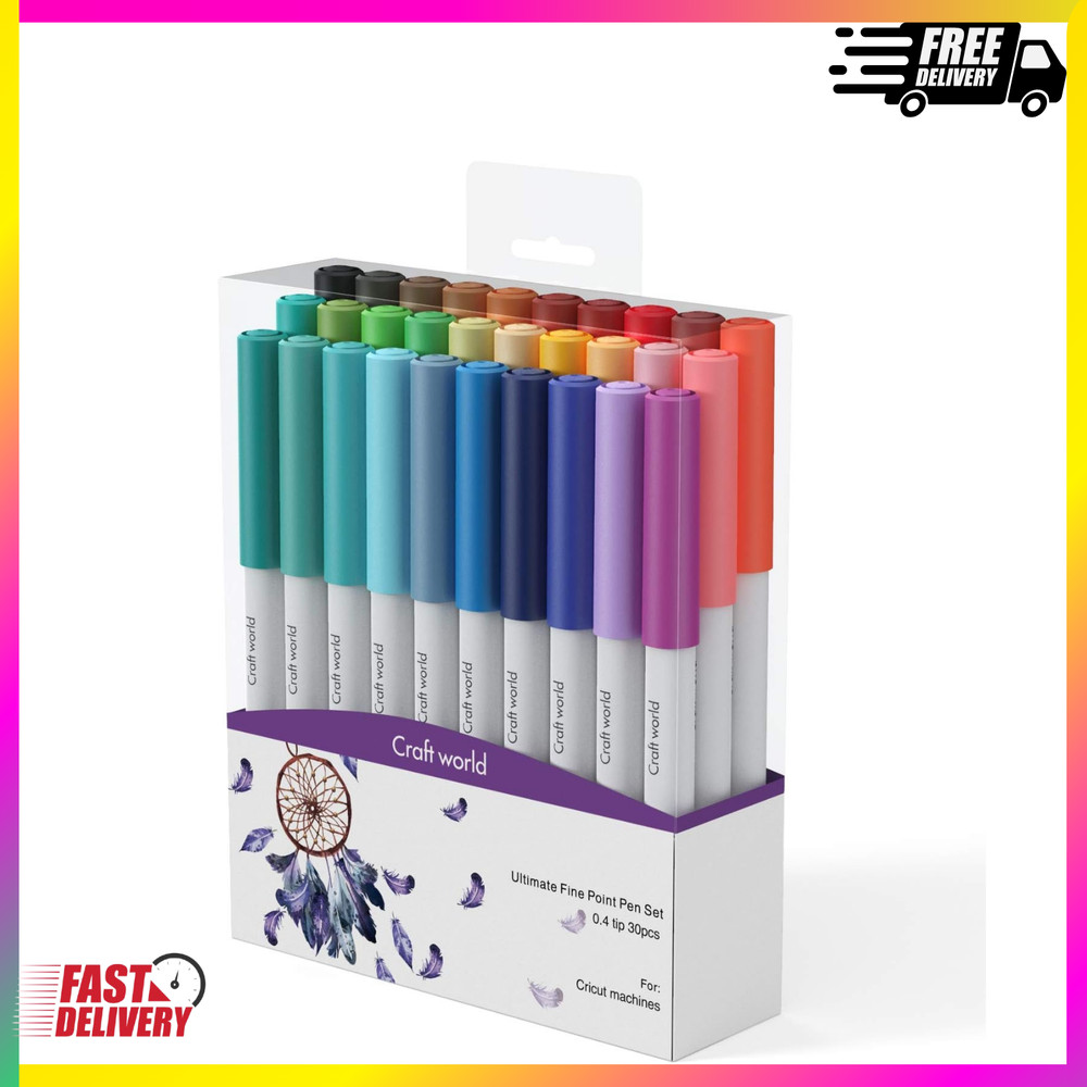 "0.4 Fine Point Pens for Cricut – 30-Pack Assorted Colors for Maker & Explore