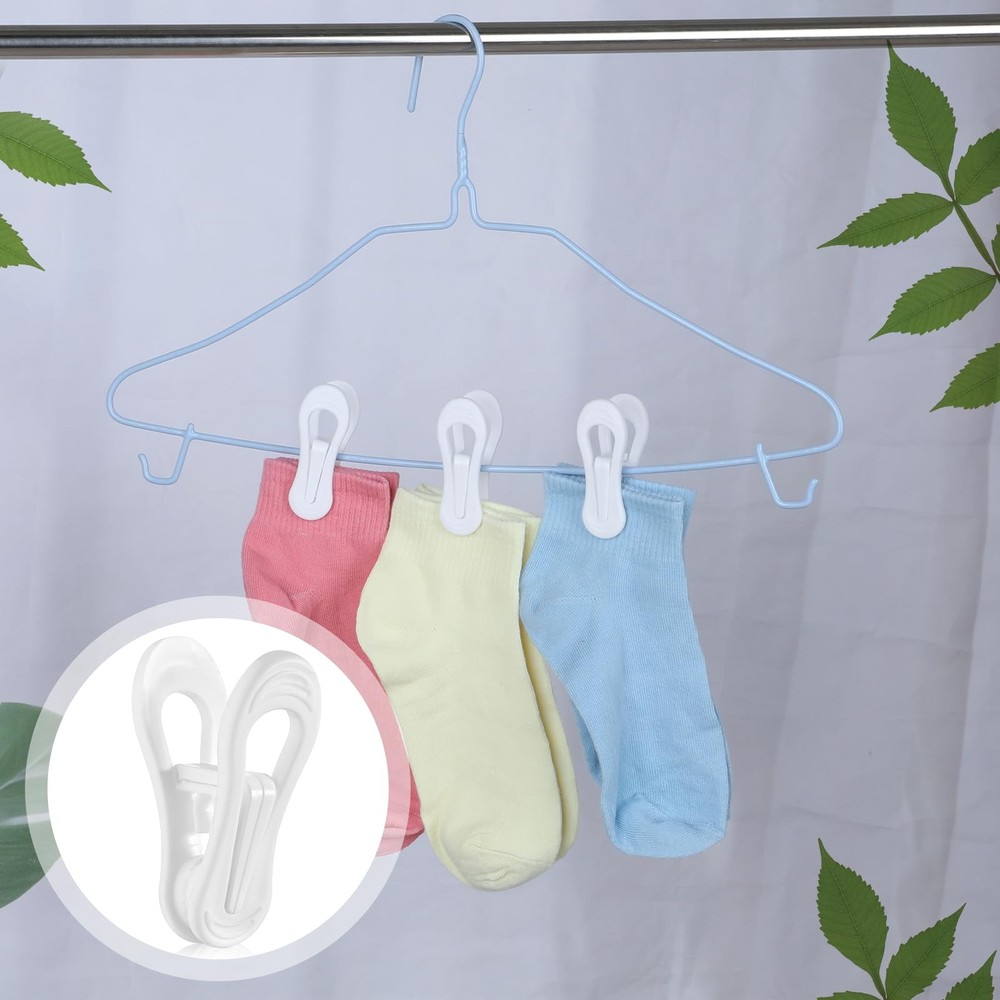 100 Pack Multi-Purpose Hanger Clips for Hangers, 2.75 Inch White Plastic Clot...