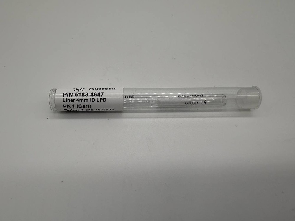 Inlet liner, split, single taper, glass wool, deactivated, low pressure drop.