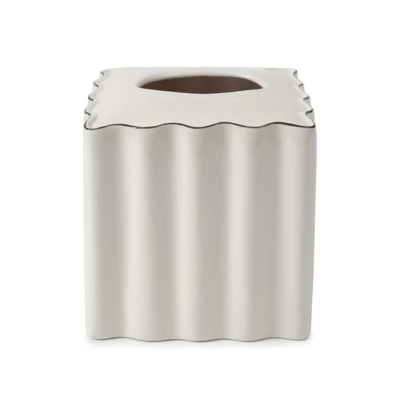 New With Tags Scallop Tissue Box - Cream and Black