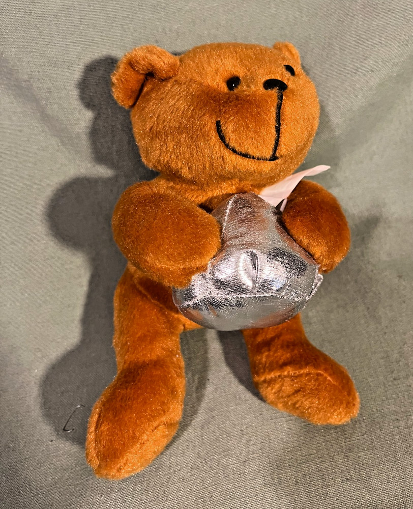 Hershey Chocalate 8" Cinammon-colored Plush Smiling Bear with Kiss