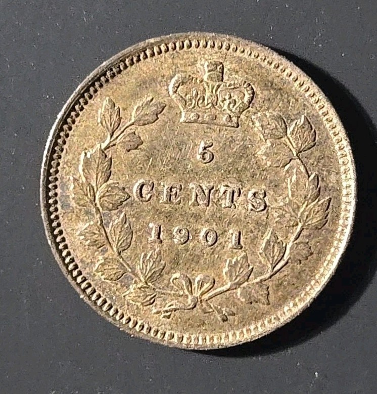 1901 Canada 5 cent silver  - Solid  XF  stk#K970