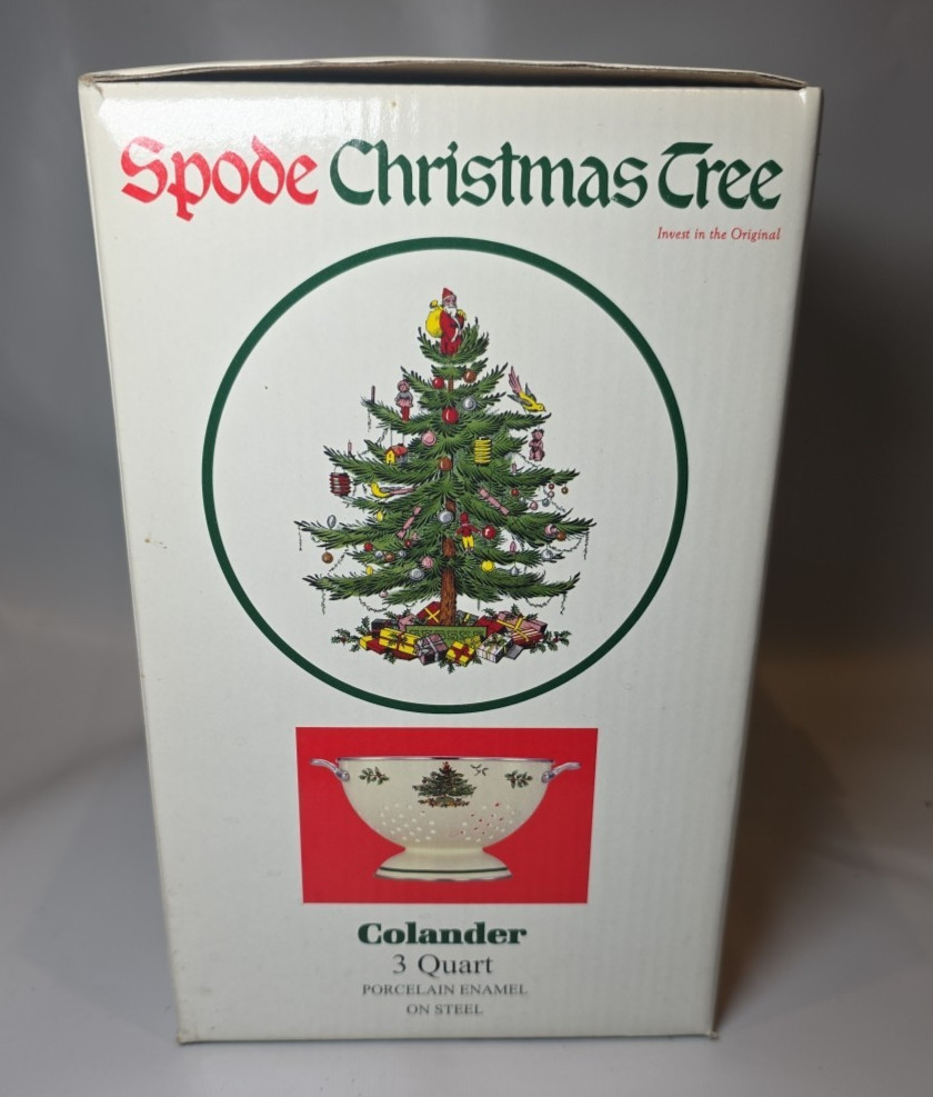 Spode Christmas Tree 3 Quart Metal Colander Enamel Strainer 9 In Diameter