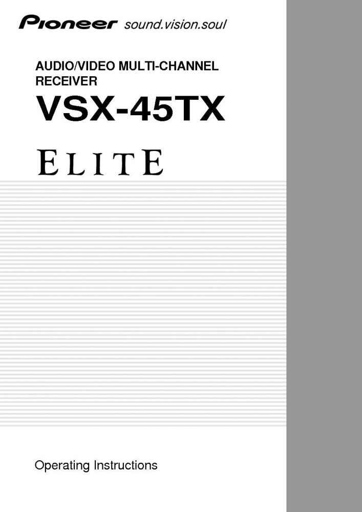 Pioneer VSX-45TX Receiver Owners Manual