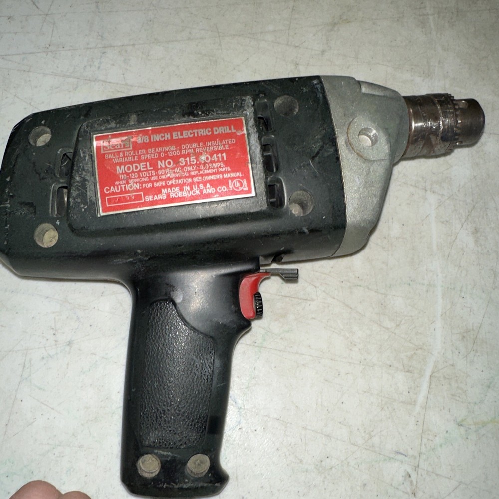Vintage Sears, Roebuck & Co,3/8" Drill Model #315 Variable Speed Reversible Work