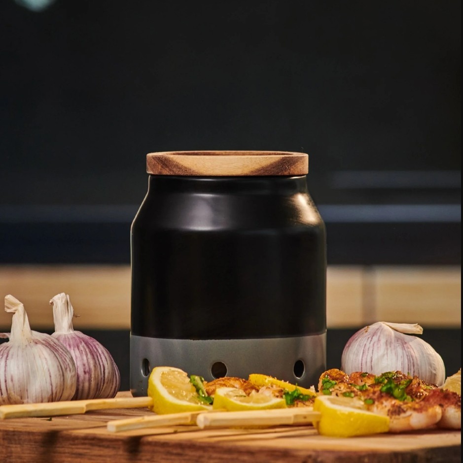 Elmdon Ceramic Garlic Keeper- this jar provides an ideal environment for storing