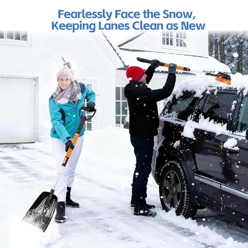 5-in-1 Ice Scraper & Snow Brush Kit, 41" Extendable Car Windshield Tool, Pivotin