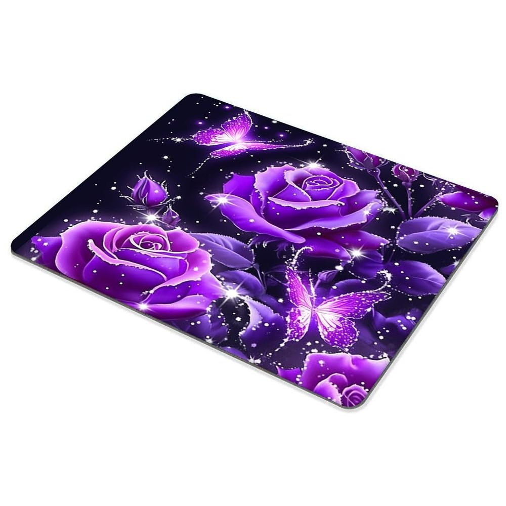 Deep Purple Rose Mouse pad Customized Mousepad Non-Slip Rubber Base Mouse Pad...
