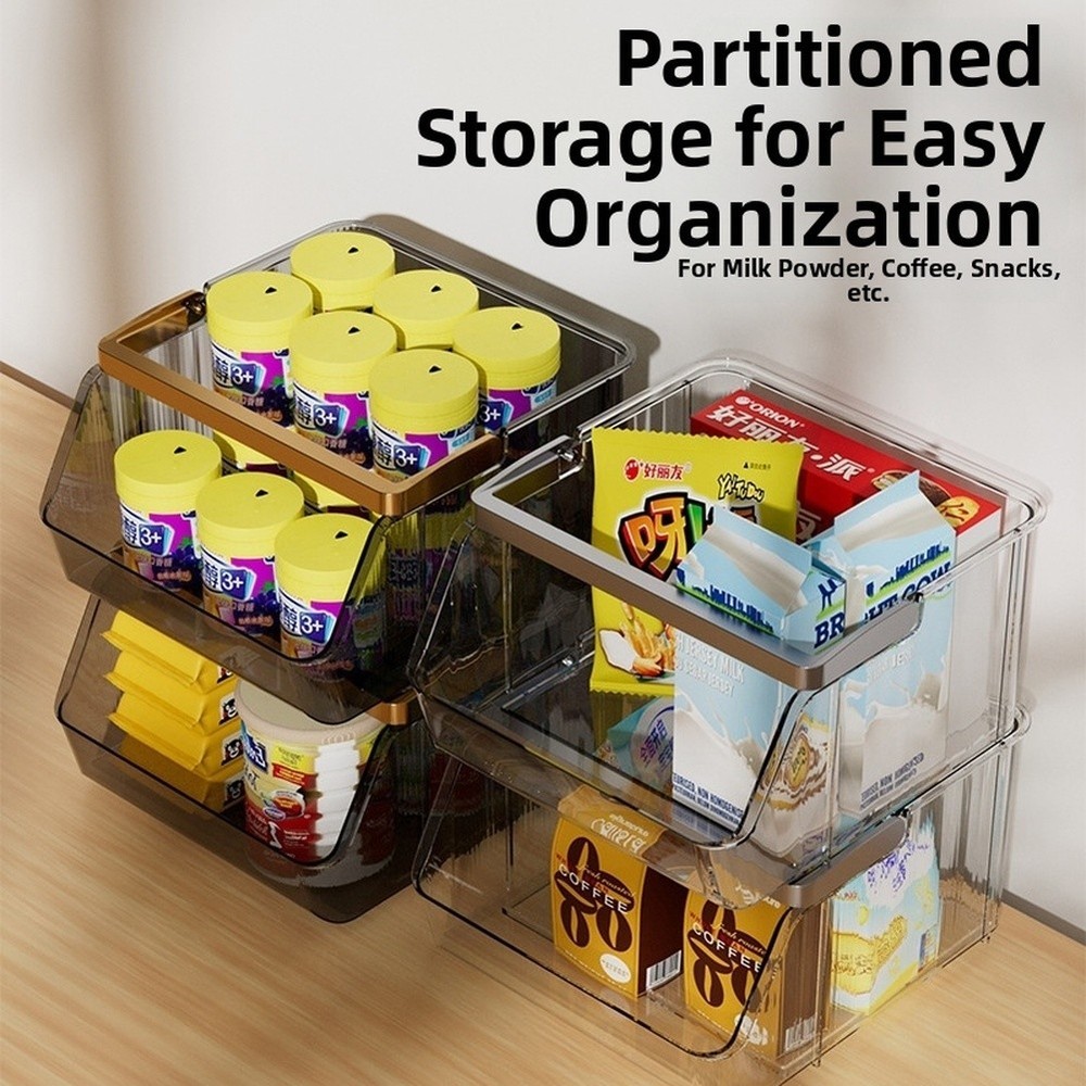 Portable Large Storage Box Stackable for Desktop For Office Coffee Tea