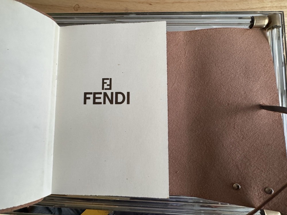FENDI Leather-covered Notepad Stationery Dark Silver