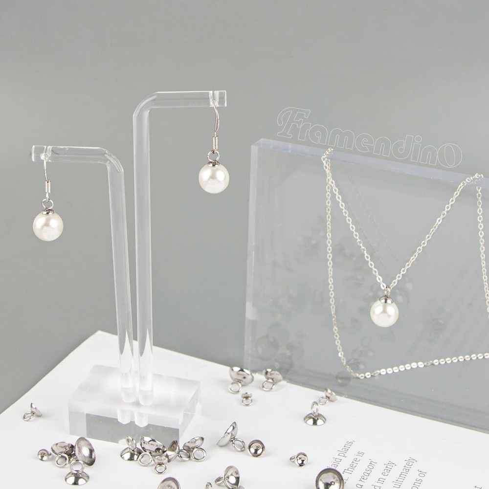 Framendino, 100 Pack 304 Stainless Stee Bead Cap Pendant 100 Pack, Silver