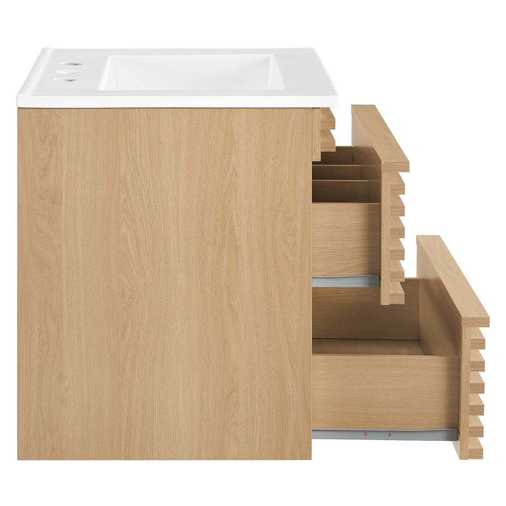 Modway Render 24" Wall-Mount Bathroom Vanity in Oak White