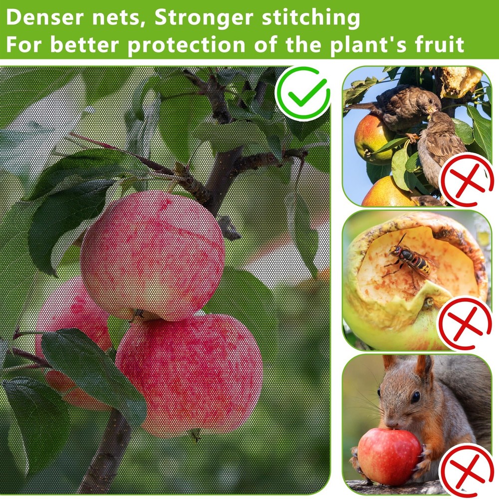 10.8 x 9.8 Ft Black Large Fruit Tree Netting with Zipper and Drawstring, Brea...
