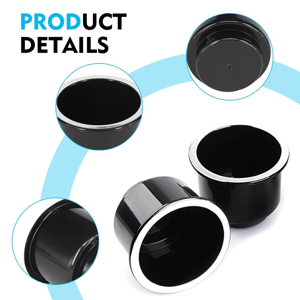 WZP 2PCS Car Cup Holder Insert, Plastic Large Capacity Boat Replacement Black