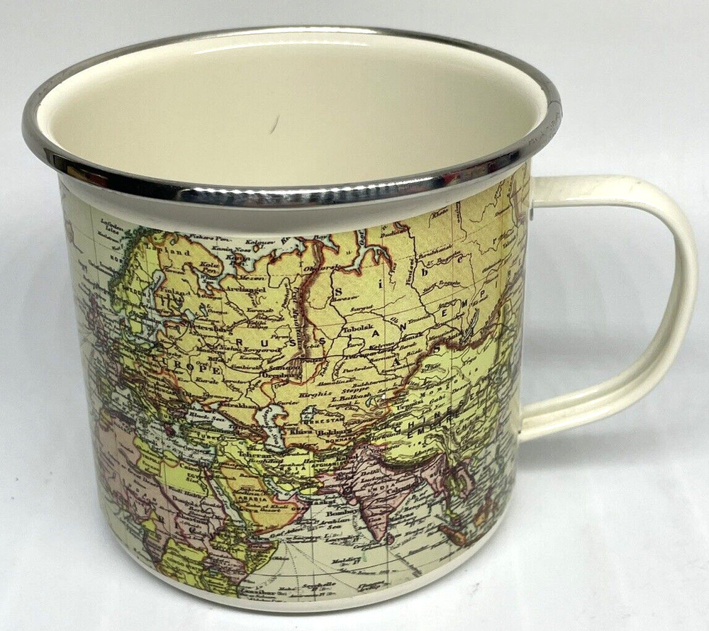 Enamel Metal Map Mug 16oz Gift Republic