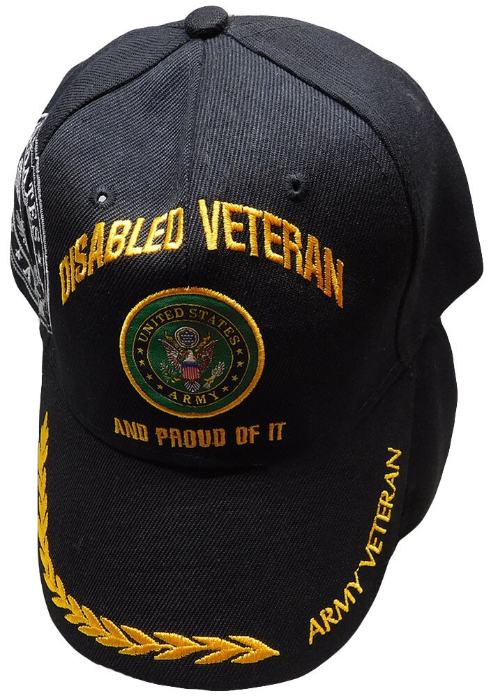 U.S. Army, Disabled Veteran, Emblem on bill, black hat