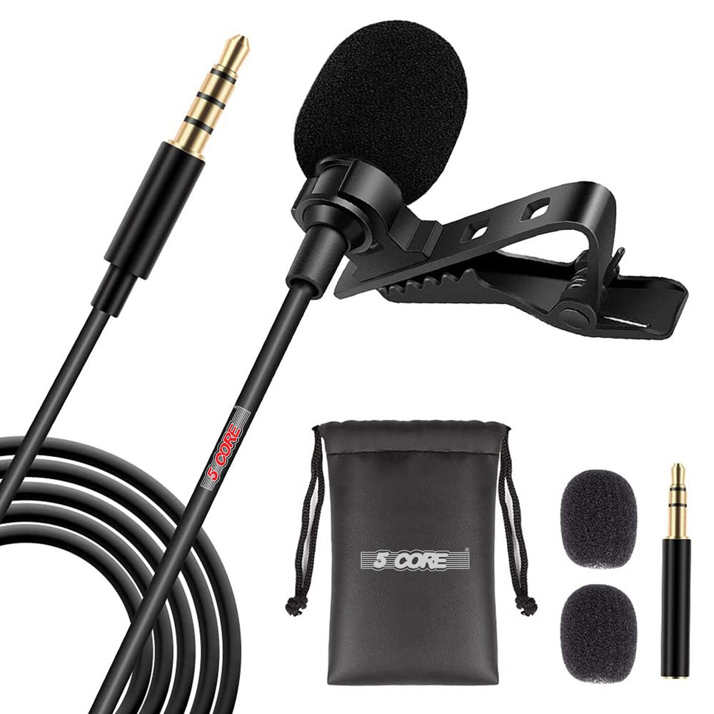 5Core Lavalier Microphone Clip On Mic Professional Grade Lav Lapel Microfono