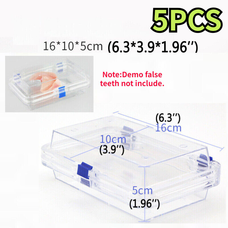 5X Denture Display Case False Teeth 16*10*5cm Membrane Box Inlay Fragile Hinged