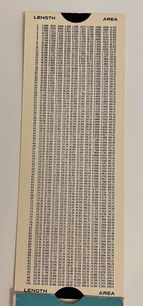 VTG Metric Reader Calculator Mid Century Slide Rule Tool