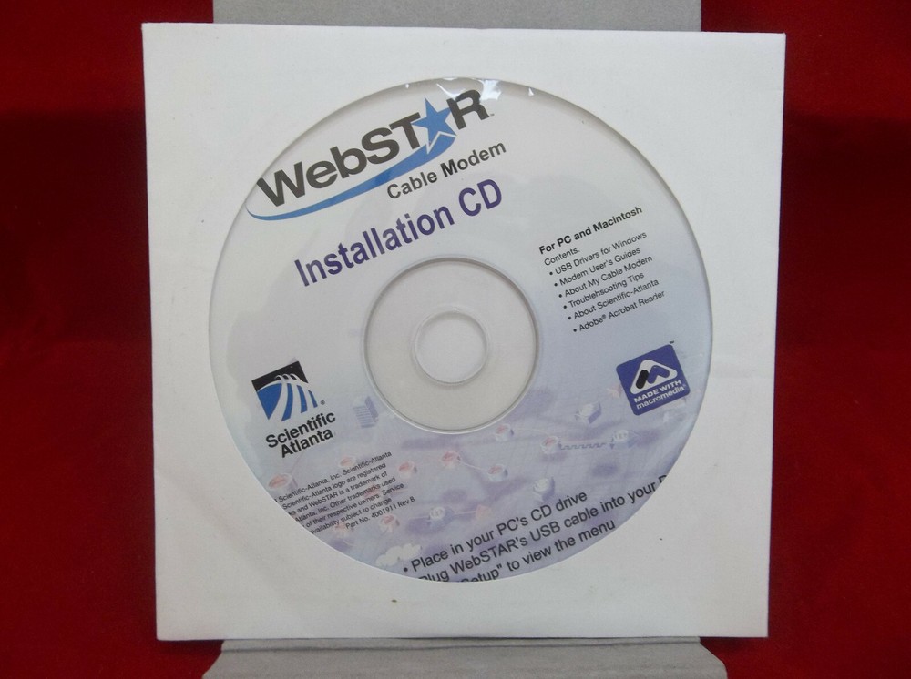 Webstar Cable Modem Installation CD Disc Scientific Atlanta PC MAC CD-ROM