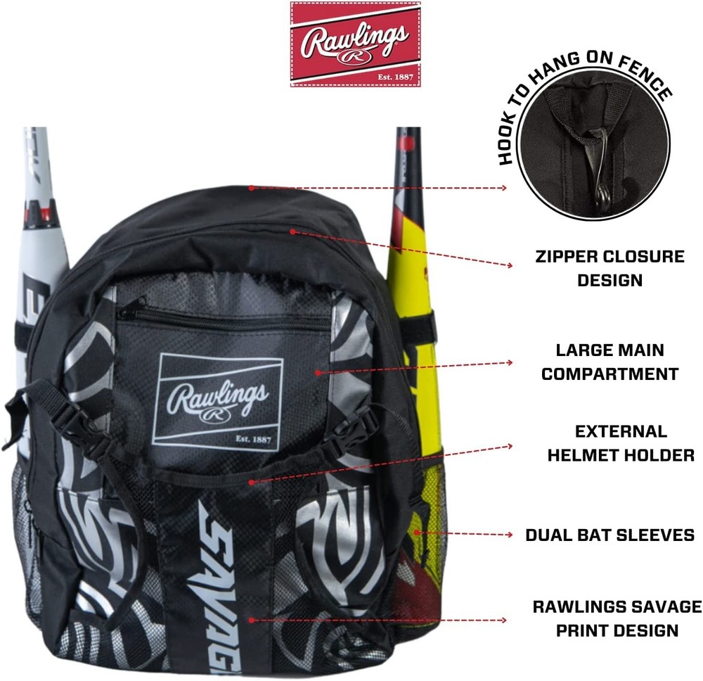 | SAVAGE Backpack Equipment Bag | T-/ Baseball / Softball | Black