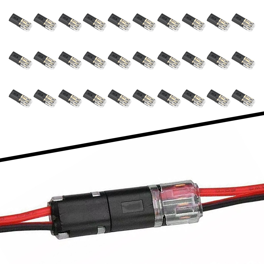 30PCS Double-Wire Plug-in Cable Snap Connector Terminal Block w/ Locking Buckle