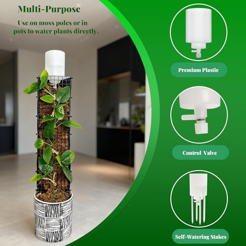 Adjustable Moss Pole Watering Dripper Pro - Self Watering Planter 2 White