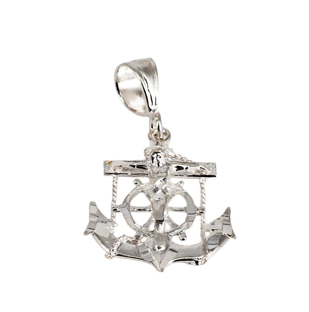 925 Solid Sterling Silver Mariner Crucifix Anchor Cross Pendant Charm Small
