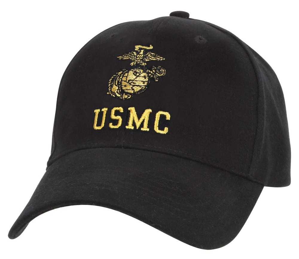 Rothco USMC Cap with Eagle, Globe & Anchor Insignia - One Size, Black