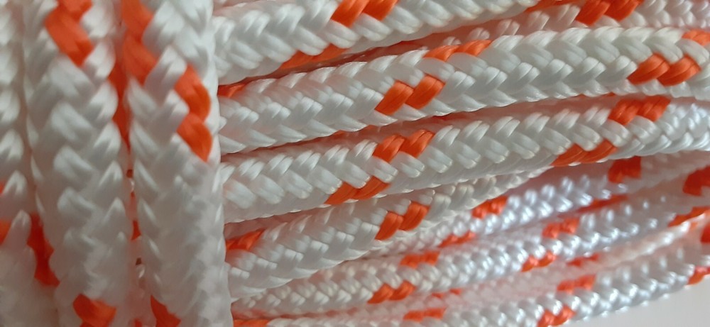 5/16 x 150 ft. Double Braid-Yacht Braid polyester rope hank. White/Orange