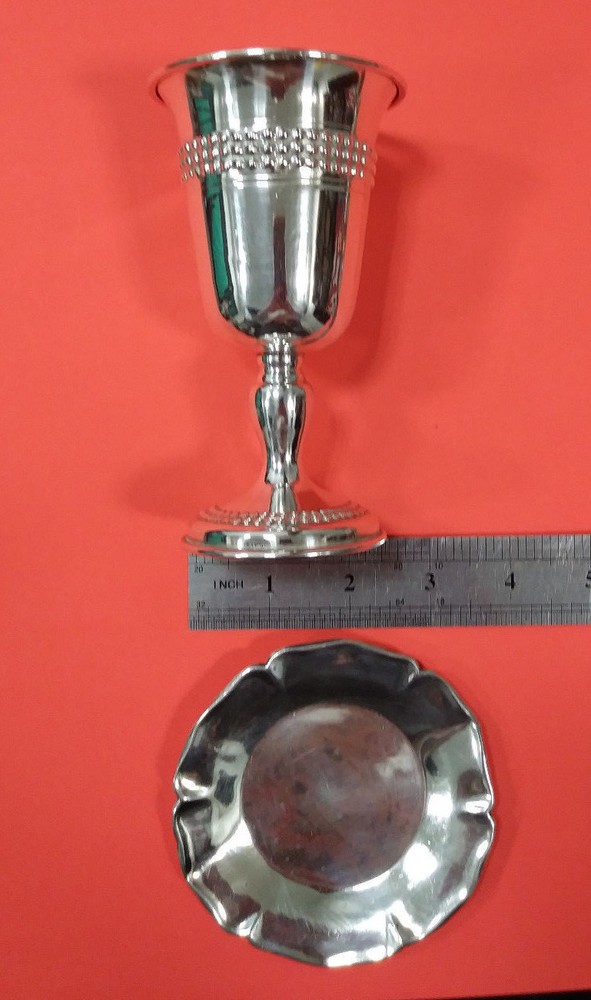 SHABAT KIDDUSH CUP And PLATE Original .925 STERLING SILVER