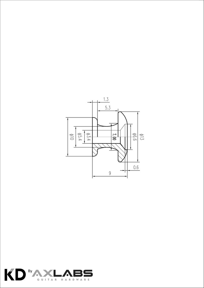 KD By AxLabs Small Strap Buttons (2) Rounded Top - Satin Chrome